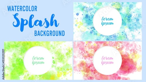 Watercolor splash frame animation set