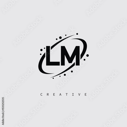 LM Creative Monogram Logo – Minimal Futuristic Letter mark Design with Space Orbit Style and swirl Style  for Modern Branding & Tech Identity