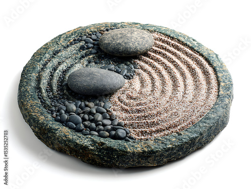 Zen garden with sand, rocks, and tranquility.