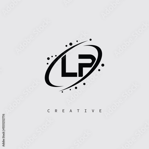 LP Creative Monogram Logo – Minimal Futuristic Letter mark Design with Space Orbit Style and swirl Style  for Modern Branding & Tech Identity