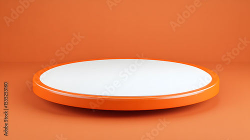 Circular Platform with White Surface on Orange Background