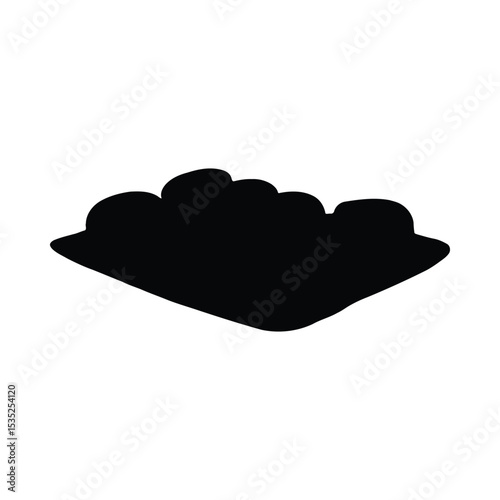 Silhouetted black plate of food presentation on white background graphic illustration