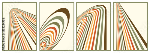 retro vintage 70s style stripes background poster lines. shapes vector design graphic 1970s retro background. abstract stylish 70s era line frame illustration