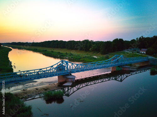 Evening on the weir on the small river