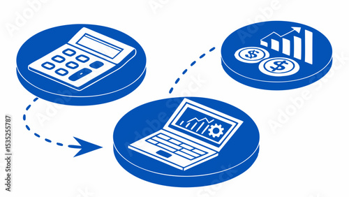 Set of free shipping stamps on a calculator with currency, perfect for business and finance