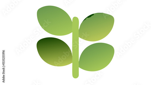 Green leaves vector isolated on white, a natural eco design concept symbol of spring and life