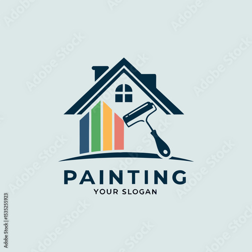 home painting logo design vector  