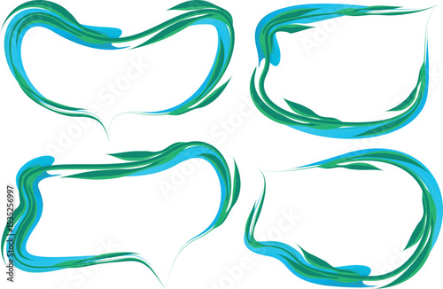 blue green colorful thick decorative art outline speech bubbles
