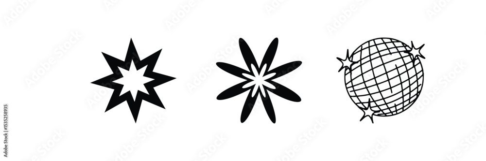 Stylized starbursts with unique shapes, perfect for attention-grabbing designs Stylized starbursts with unique shapes, perfect for attention-grabbing designs
