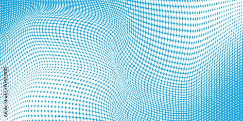 Grunge halftone gradient background. Faded grit noise texture. White and blue sand wallpaper. Retro pixelated backdrop. Anime or manga style comic overlay. Vector graphic design textured template