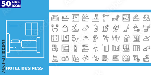 hotel business style line icons collection