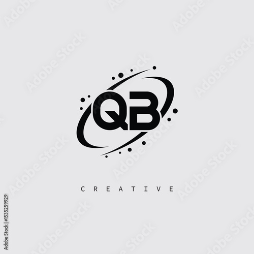 QB Creative Monogram Logo – Minimal Futuristic Letter mark Design with Space Orbit Style and swirl Style  for Modern Branding & Tech Identity