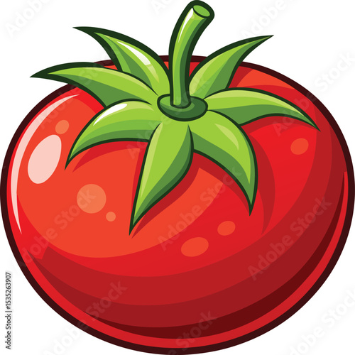 Cartoon illustration of a single red tomato