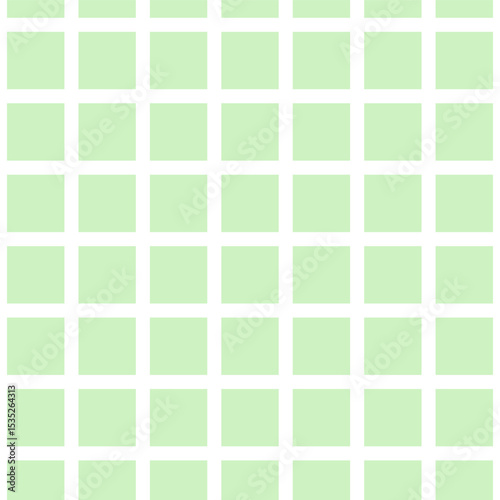Seamless pattern with light green and white square grid. Minimal geometric background with repeating checkered design.
