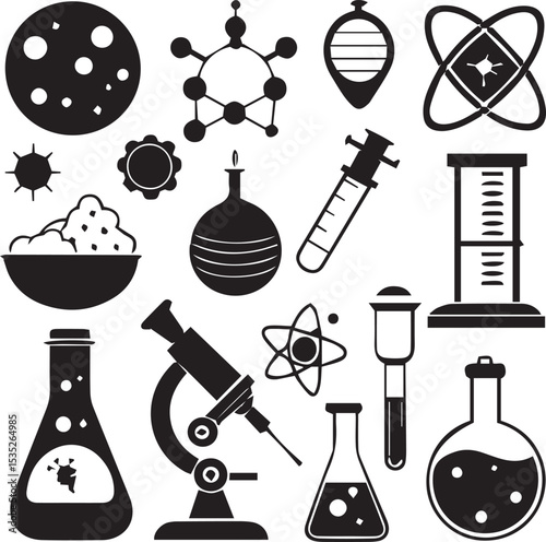 Set of medical silhouette collection on white background