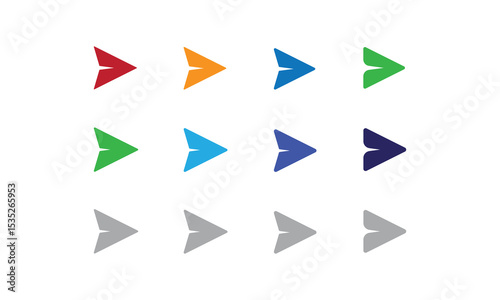 Send Icons Flat Design.  Ideal for messaging apps, email platforms, or interface buttons where clarity and visual hierarchy matter.