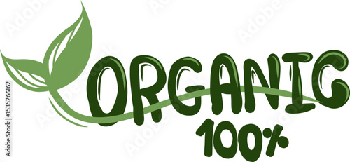 Organic food 100 percent products logo. Ecology farm bio food vector premium badges stock illustration