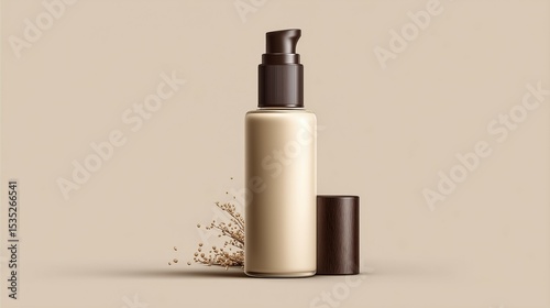 Elegant foundation bottle with brown pump. Mock up