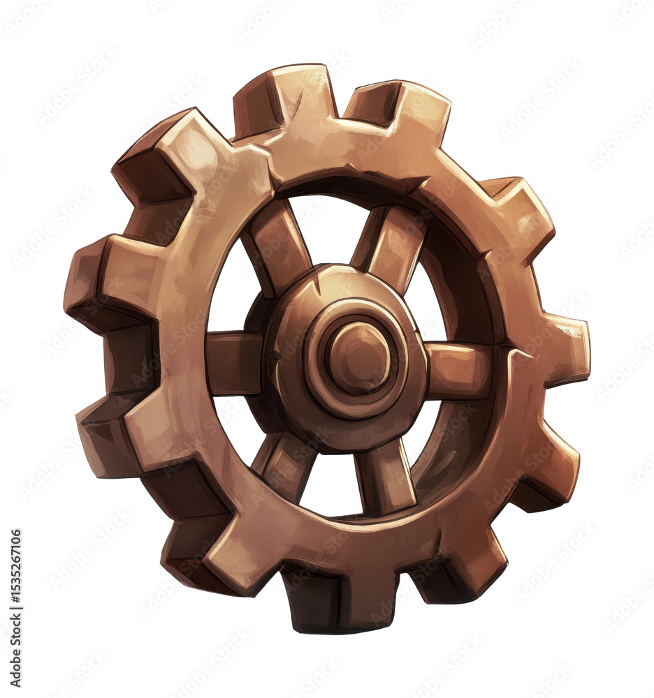 Obraz premium Antique metal gear cog with eight teeth and central hub