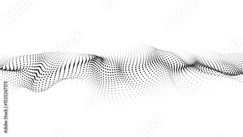 Futuristic wave of black smoothly moving dots on a white background. Vector EPS10