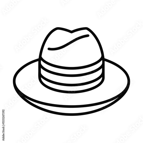 Classic Panama hat outline vector icon