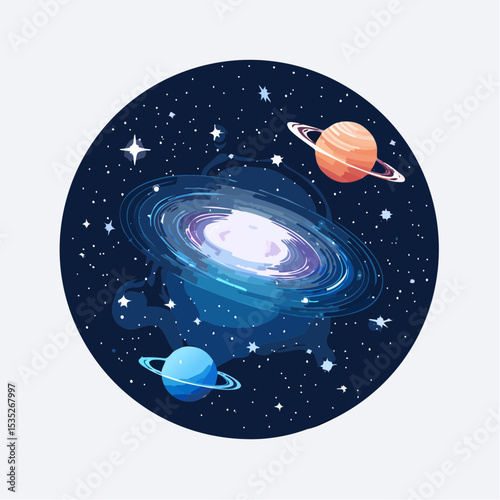 Vector Nebula and galaxies in space. Abstract cosmos background