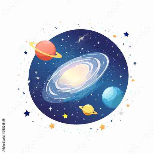 Vector Nebula and galaxies in space. Abstract cosmos background