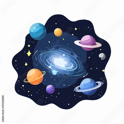 Vector Nebula and galaxies in space. Abstract cosmos background