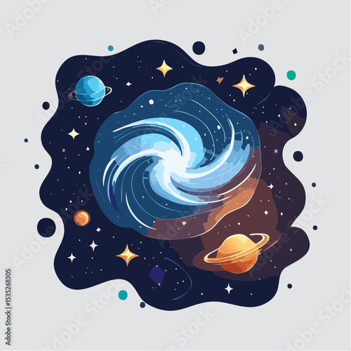 Vector Nebula and galaxies in space. Abstract cosmos background