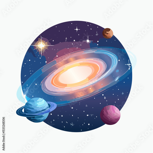 Vector Nebula and galaxies in space. Abstract cosmos background