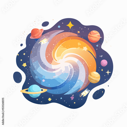 Vector Nebula and galaxies in space. Abstract cosmos background