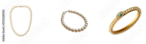 Elegant Pearl Jewelry Set: Classic Necklaces and Bracelets with Gemstone Accents

