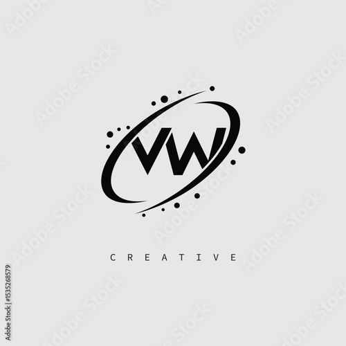 VW Creative Monogram Logo – Minimal Futuristic Letter mark Design with Space Orbit Style and swirl Style  for Modern Branding & Tech Identity