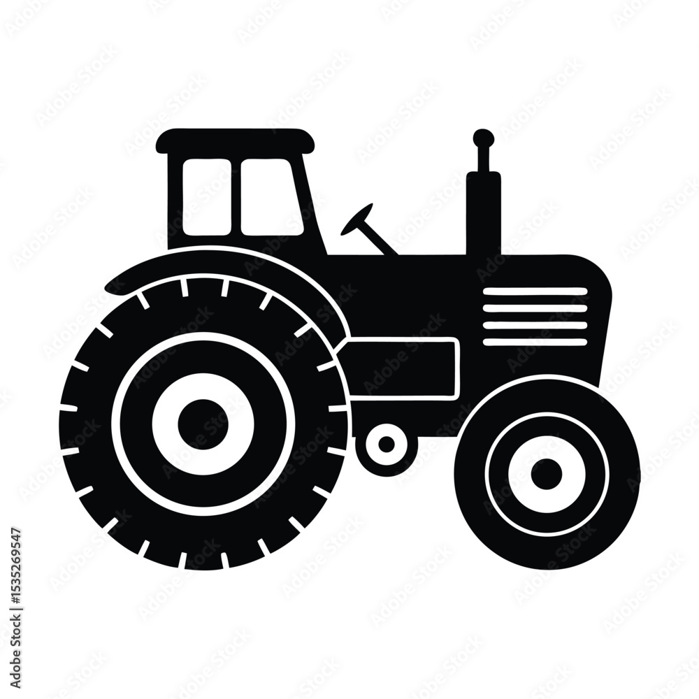 Obraz premium vector silhouette illustration of vintage Farming Tractor 