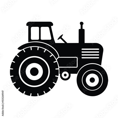 vector silhouette illustration of vintage Farming Tractor 