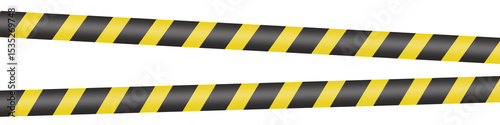 Caution tape warning vector illustration with yellow and black hazard stripes. Ideal for safety signage, construction zones, restricted areas, or alert graphics in Graphic