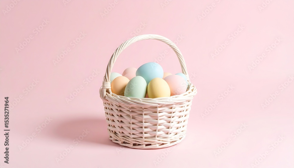 Pastel eggs in a wicker basket Pastel eggs in a wicker basket