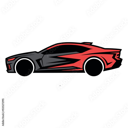 Modern Sports Car Vector Illustration with Red Accents