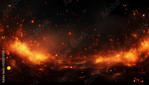 fire embers particles over black panorama background fire burn sparks background abstract dark glitter fire particles lights