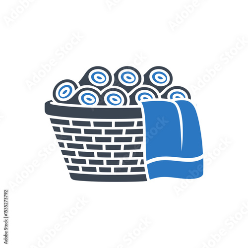 Basket of Rolled Towels Icon