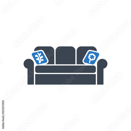 Sofa with Decorative Pillows Icon