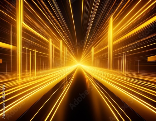 Wallpaper Mural neon rays abstract background yellow futuristic technological style abstract background with speed lines yellow illustration futuristic light lines of the road are yellow Torontodigital.ca