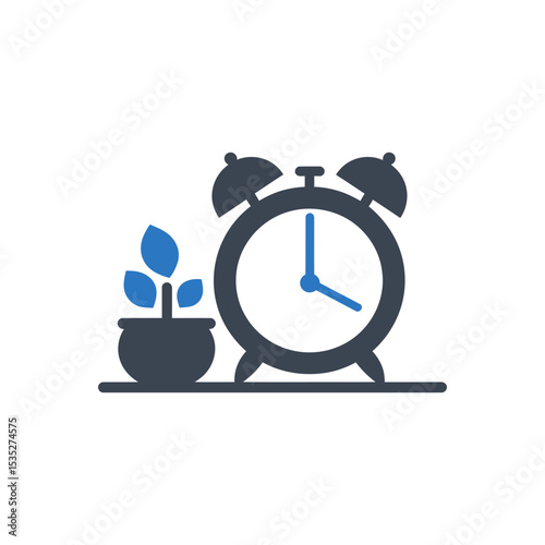 Alarm Clock and Plant Icon