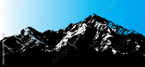 black and white mountain landscape vector illustration