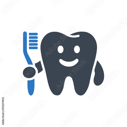 Tooth with Toothbrush Icon