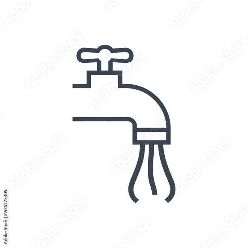 Water Faucet with Flowing Water Icon