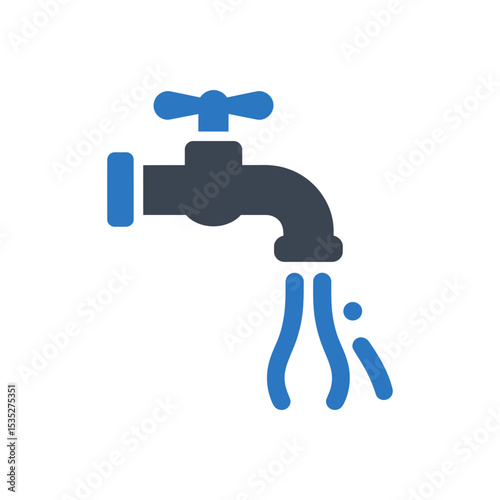Faucet with Water Flowing Icon