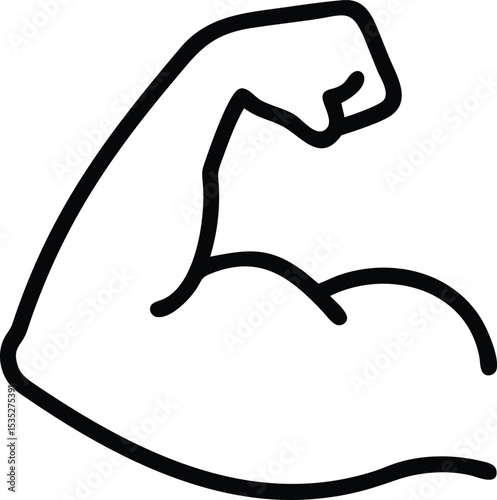 Flexed bicep color icon. Strong emoji. Muscle. Bodybuilding, workout. Man's arm, forearm.