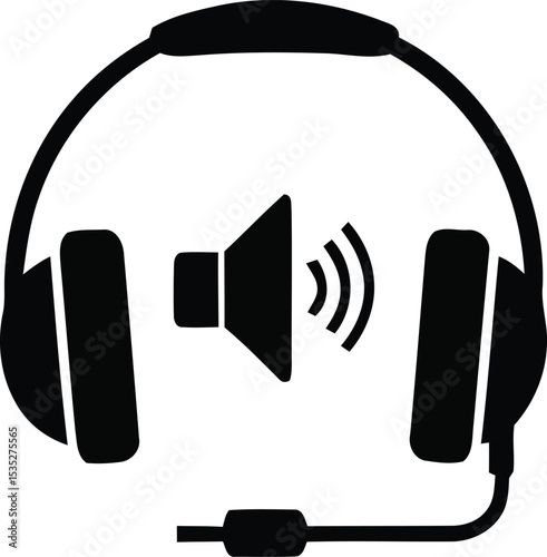 Headphones with Speaker Icon - AI Generative

