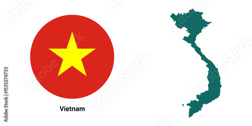 vietnam flag and vietnam map with transparent background